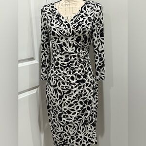 Elegant Black and Off White Patterned Dress